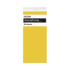10pk Yellow Tissue Gift Wrap Sheets 51x66cm