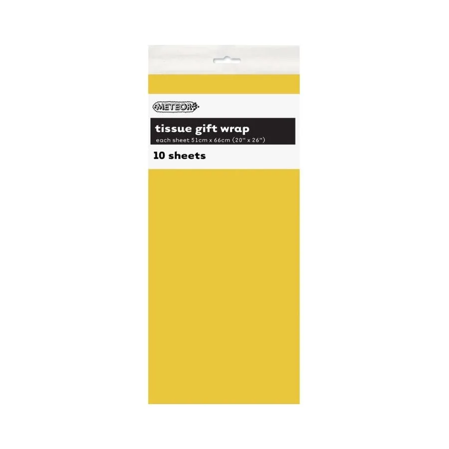 10pk Yellow Tissue Gift Wrap Sheets 51x66cm