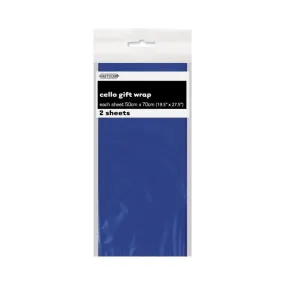 2pk Royal Blue Premium Cello Wrap Sheet 50x70cm