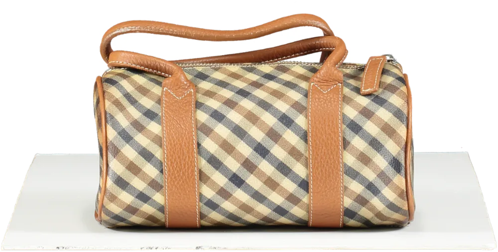 Aquascutum London Brown Vintage Mini Barrel Handbag