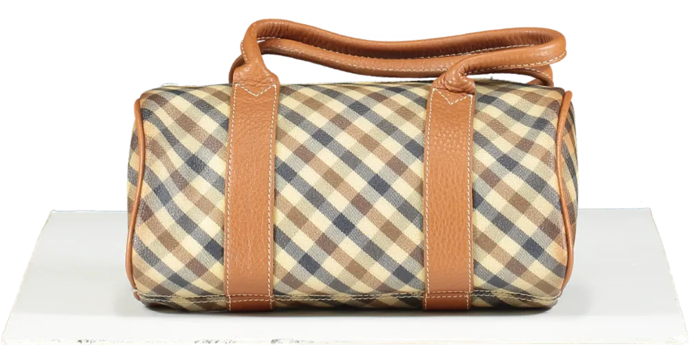 Aquascutum London Brown Vintage Mini Barrel Handbag