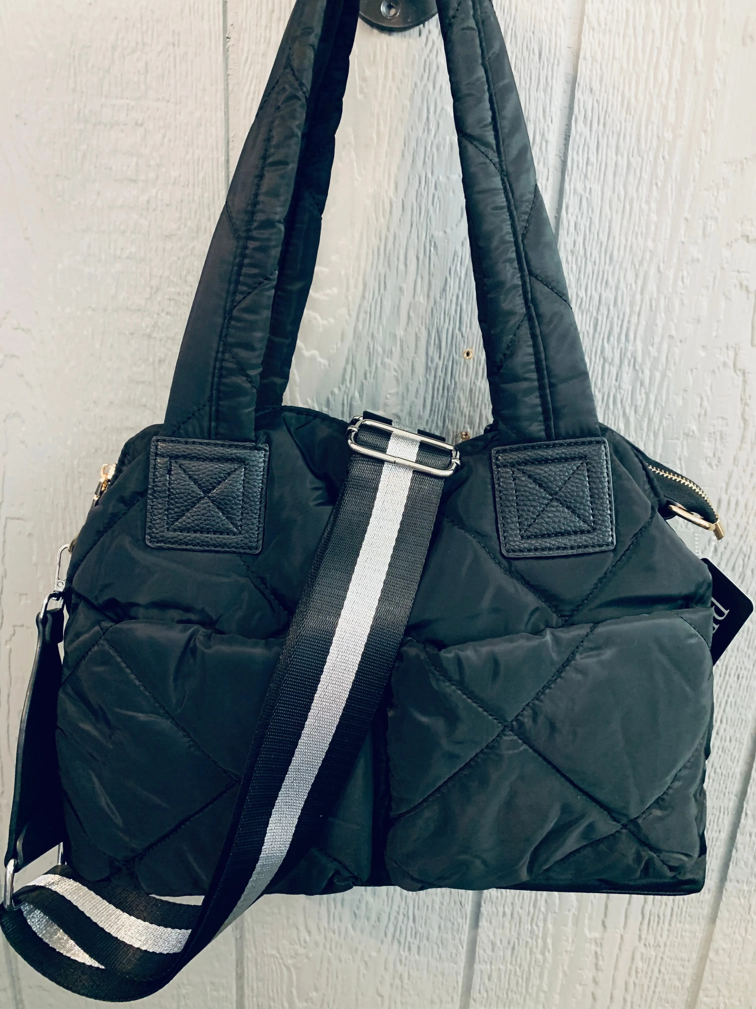 Black/Silver Stripe Bag Strap