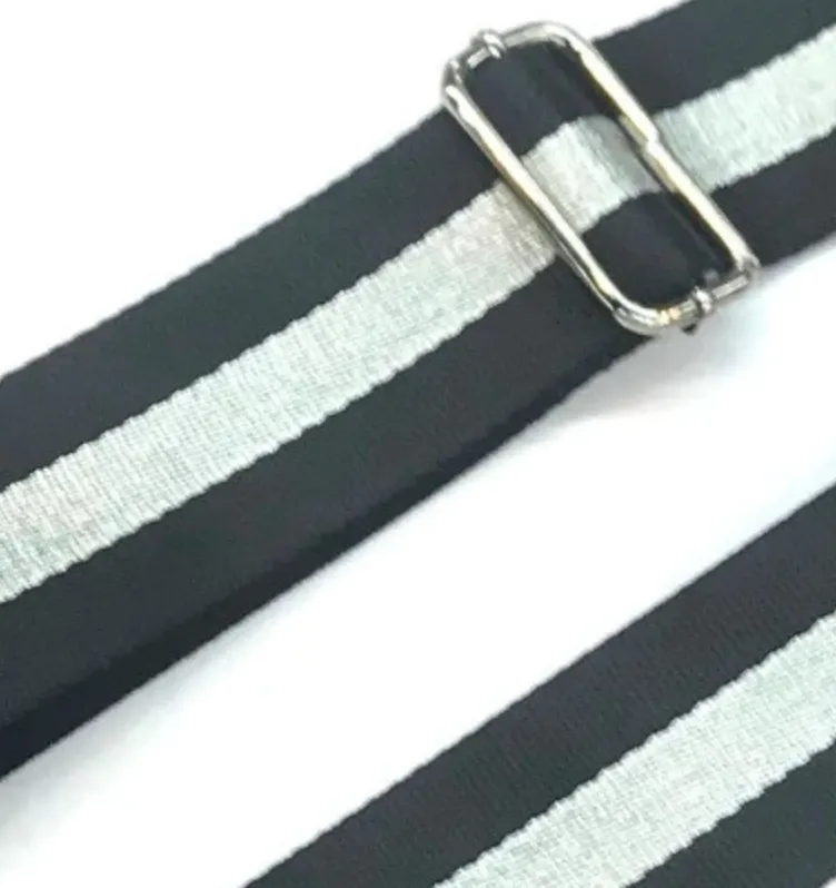 Black/Silver Stripe Bag Strap