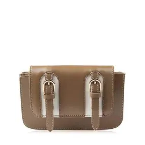 Dual Buckles Cross Body Mini Bag - Brown