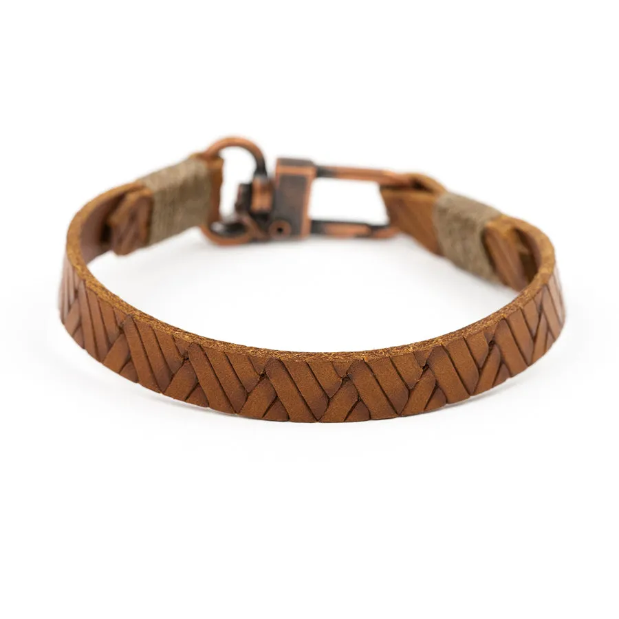 Embossed Braid Leather Bracelet