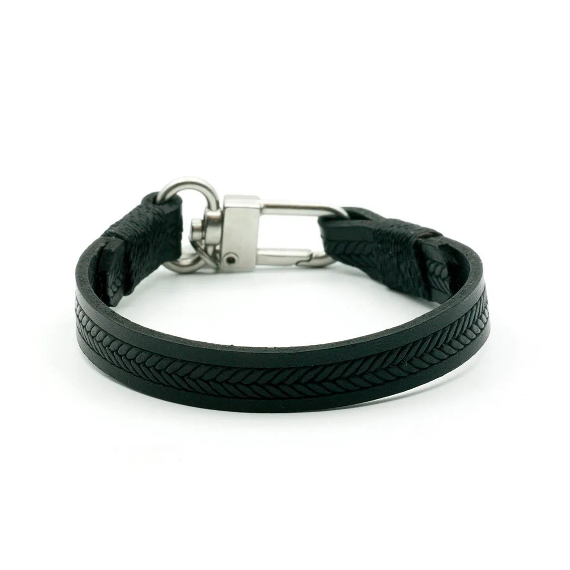 Embossed Braid Leather Bracelet