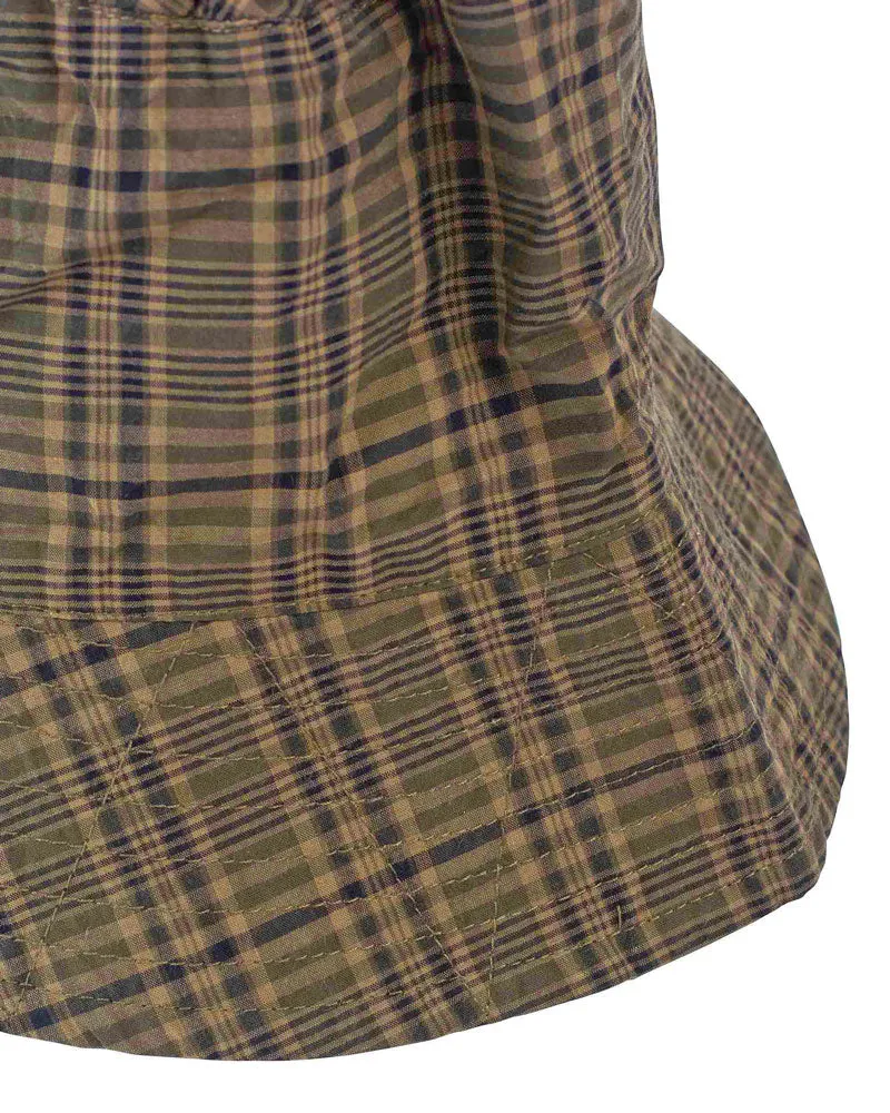 Engineered Garments Bucket Hat Olive Brown Cotton Madras Check