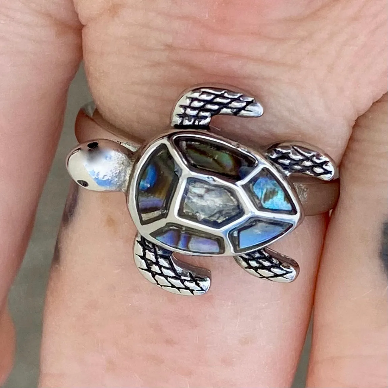 Sea Shell Turtle Ring - Silver - R172