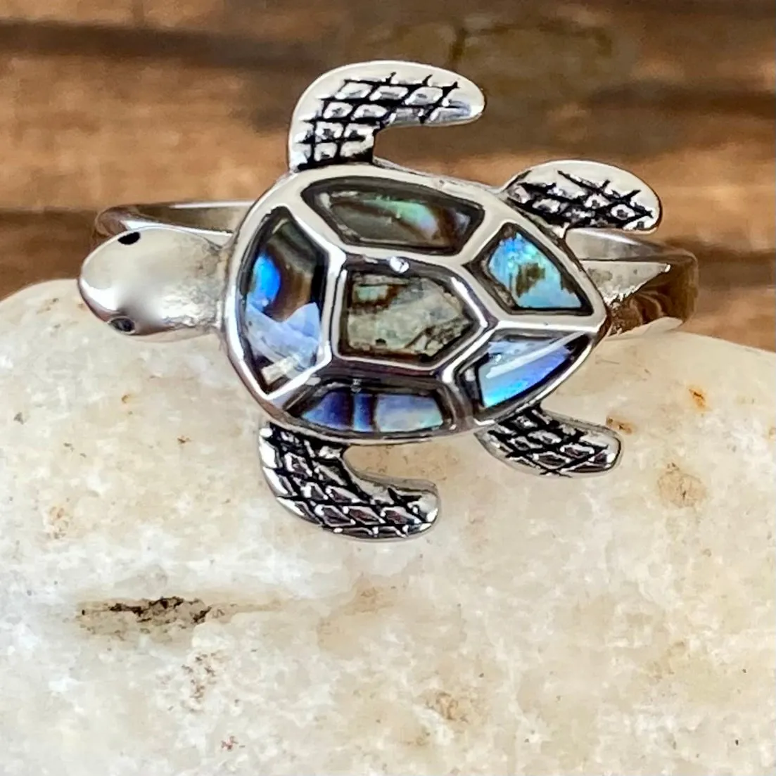Sea Shell Turtle Ring - Silver - R172