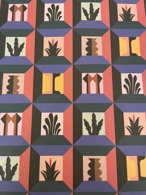Wrap Wrapping Paper - Geometric Panes with Plants - Three Sheets